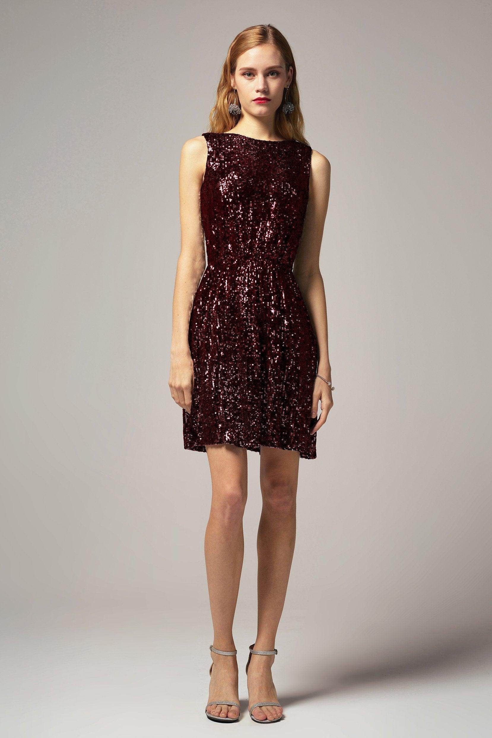 A-Line Short-Mini Sequined Dress CB0403 - COCOMELODY